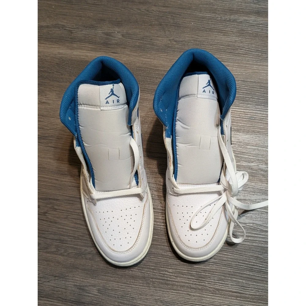 Nike Air Jordan 1 Mid White Industrial Blue Mens 12 FN5215-141 Sneaker 2024